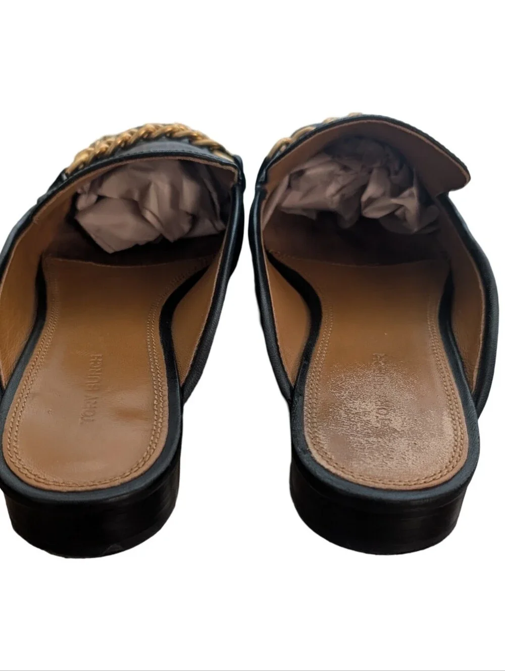 Tory Burch Mini Benton leather loafer slide mule in black, size 8M